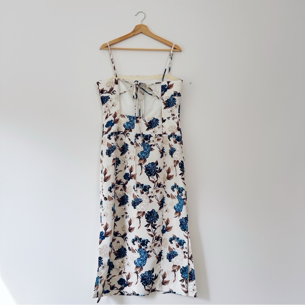 Tory Burch Floral Strappy-Back Caramel Midi Dress Size 10 - Picture 6 of 13
